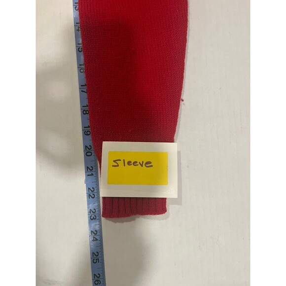 Vintage Childs Wool Sweater Red V- Neck Cable Knit 90s Winter Retro Cozy Classic - Picture 5 of 7